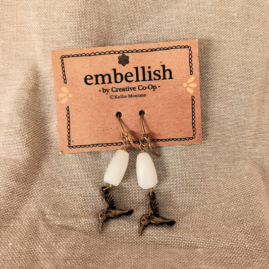 Alloy & Resin Earrings w/ Bird
