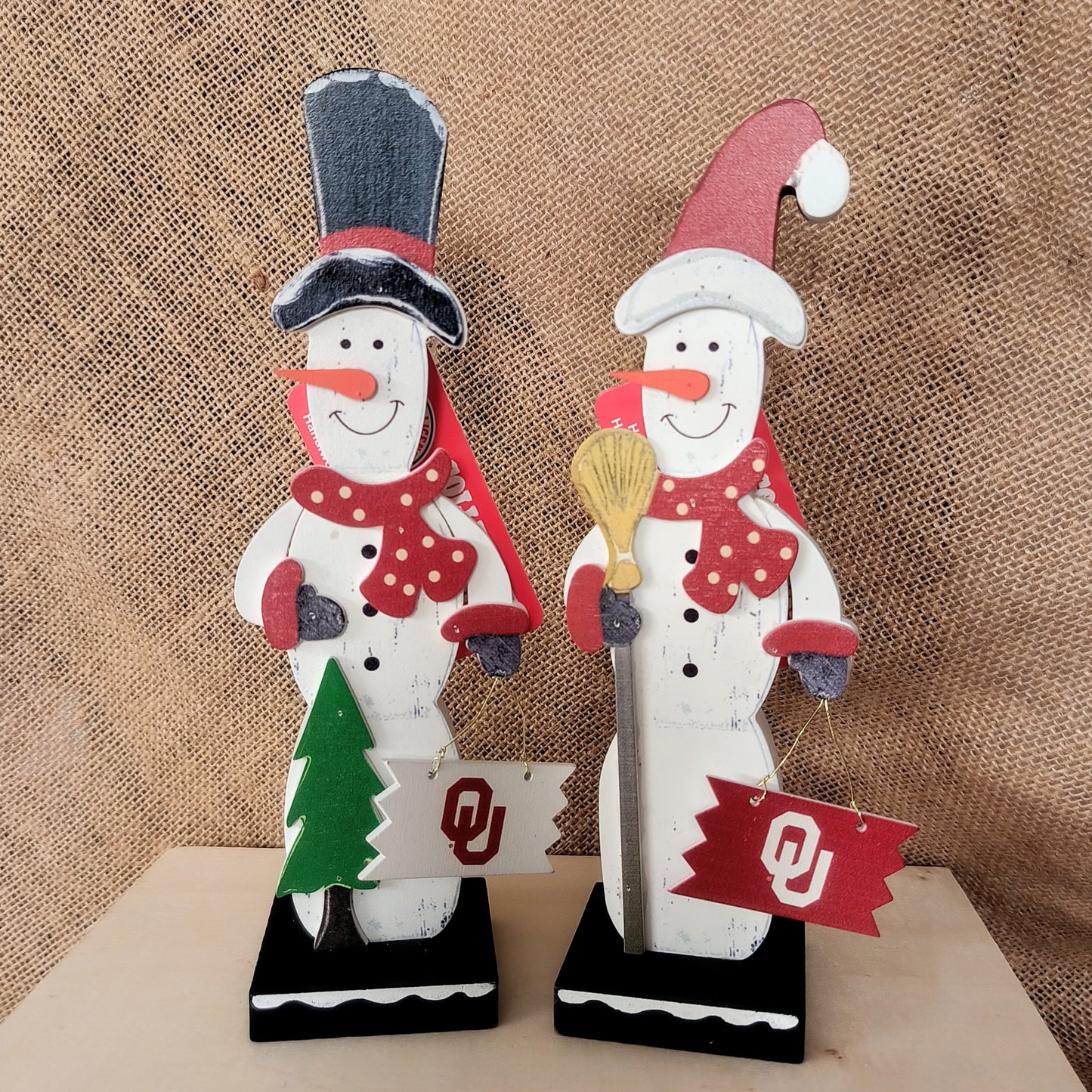 Oklahoma University Wooden Snowman