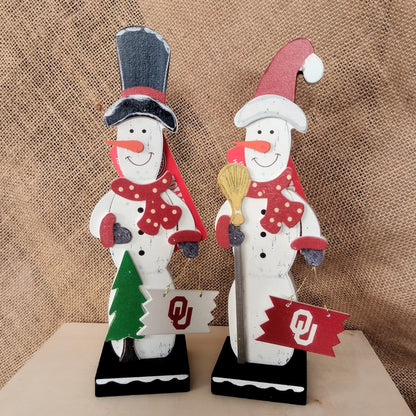 Oklahoma University Wooden Snowman