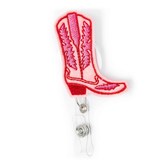 Pink Boot Badge Holder