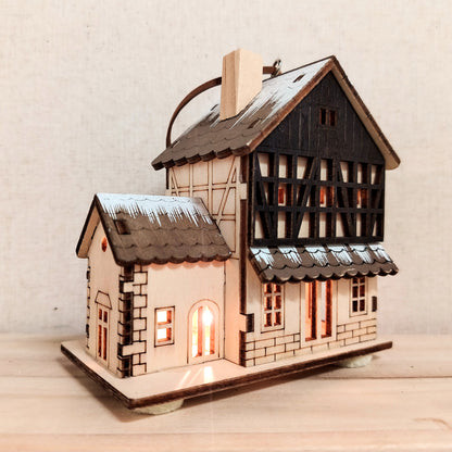 Light-Up Wood Cabin Ornament