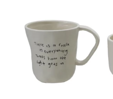 Stoneware Mug w/ Saying Black & White