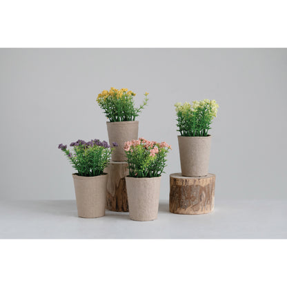 Faux Blooming Plant in Paper Pot, 4 Colors