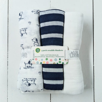 3pk Puppy Swaddle Blankets