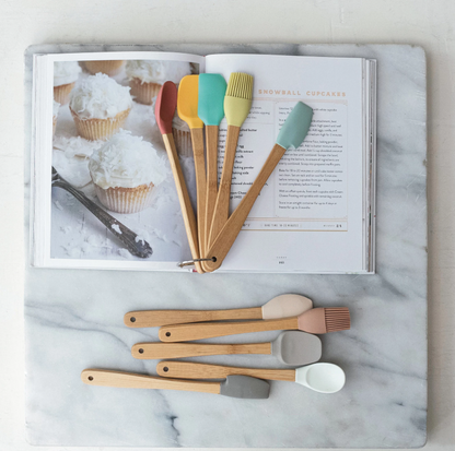 Silicone & Beech Kitchen Utensils Set