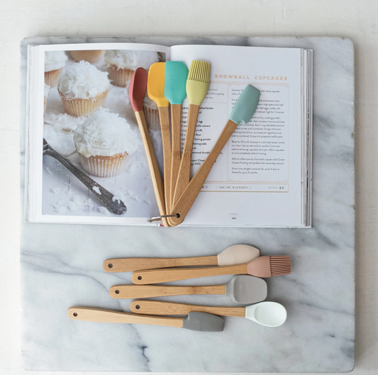 Silicone & Beech Kitchen Utensils Set