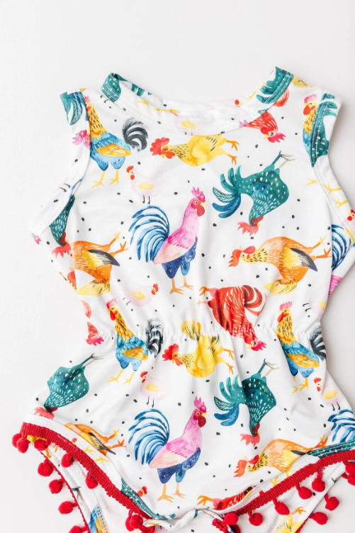 Rooster Pom Pom Romper