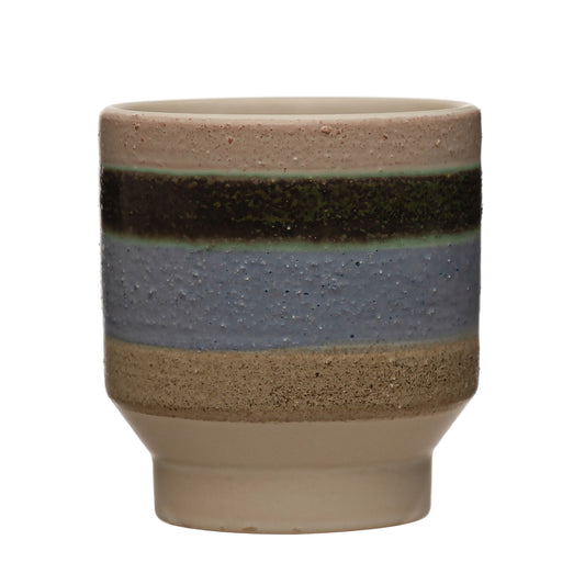 Stoneware Striped Planter