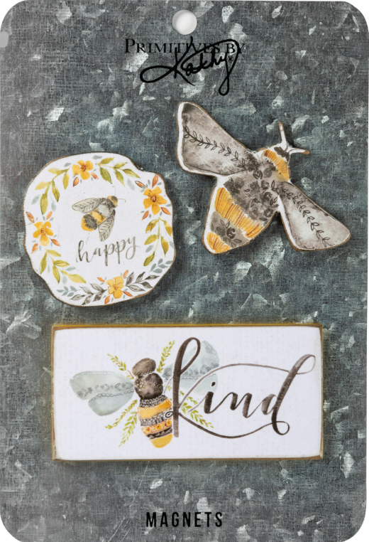 Floral Bee Kind Magnet Set