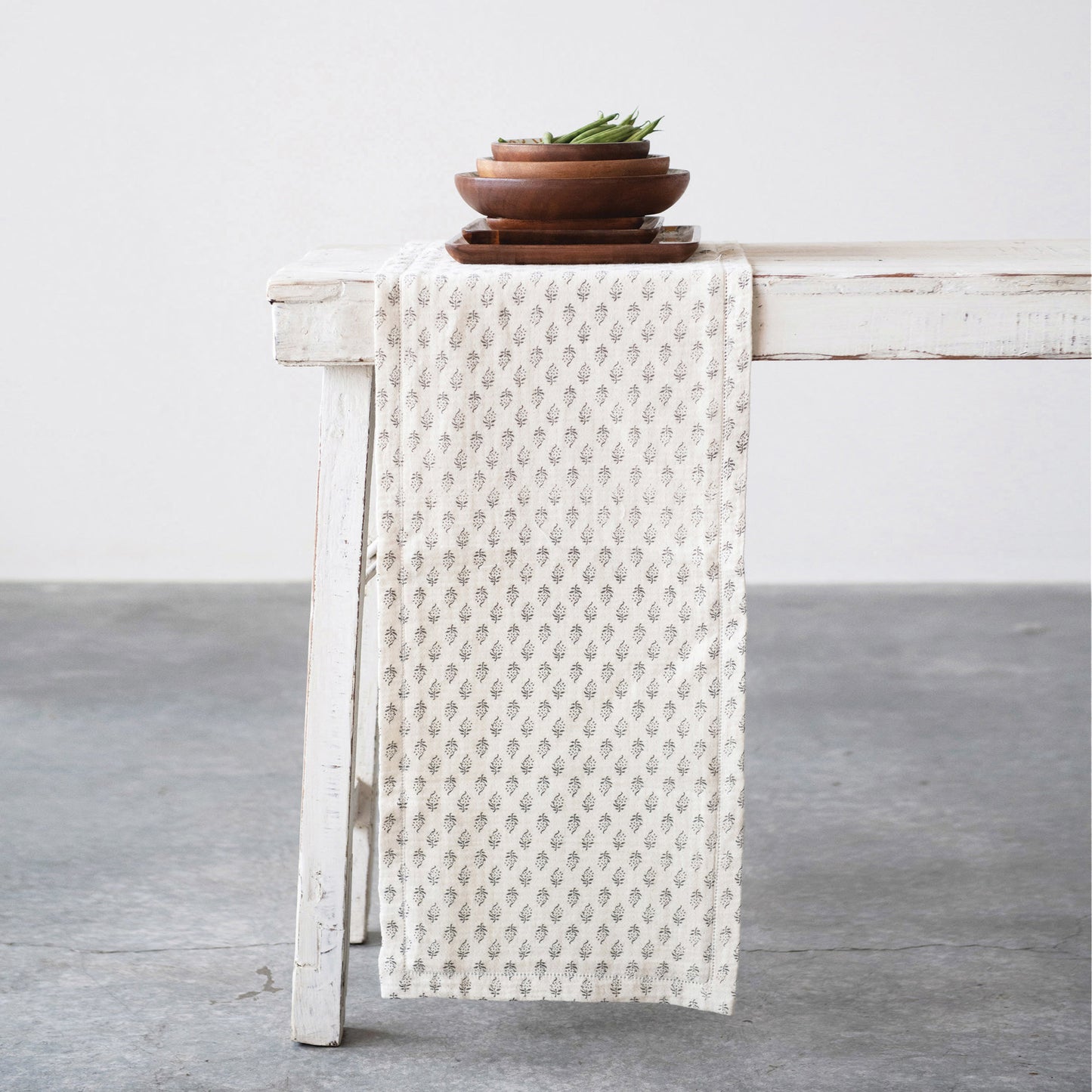 Cotton Table Runner - Charcoal & Cream