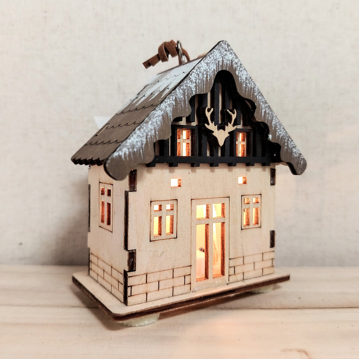 Light-Up Wood Cabin Ornament