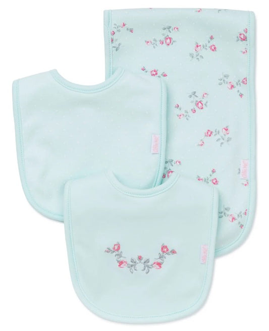 Floral Spray Bib & Burp Set