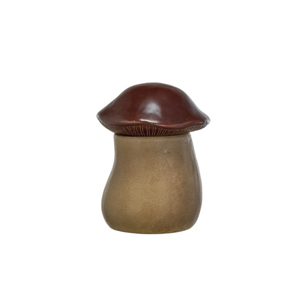 Brown Stoneware Mushroom Canister