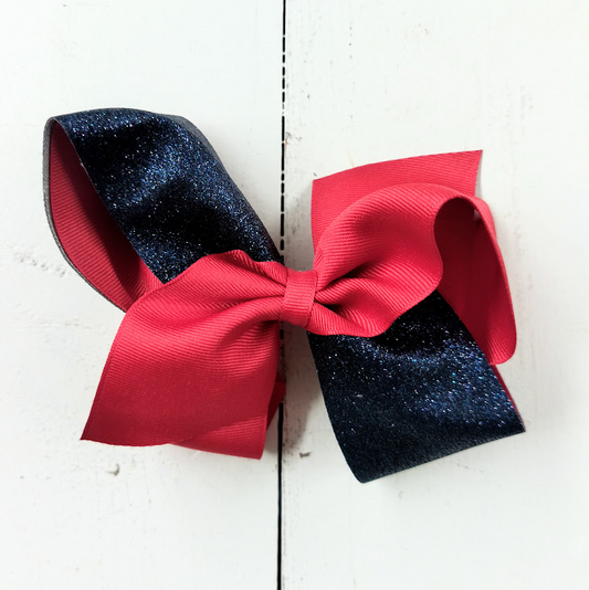 King Red & Navy Glitter Bow