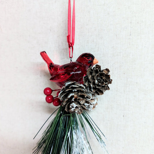 Ornament - Cardinal w/ Pine Needles