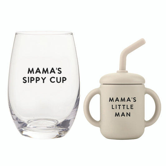 Glass & Sippy Cup Set - Little Man