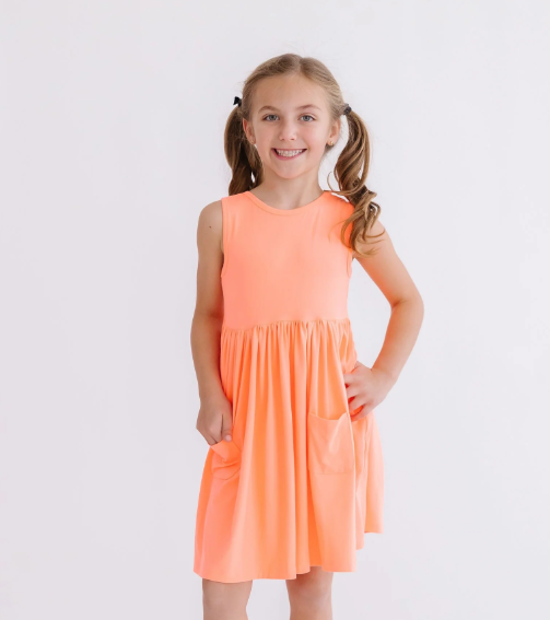 Neon Coral Tank Twirl Dress