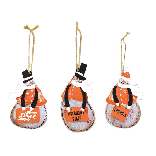 Metal OSU Snowman Ornament