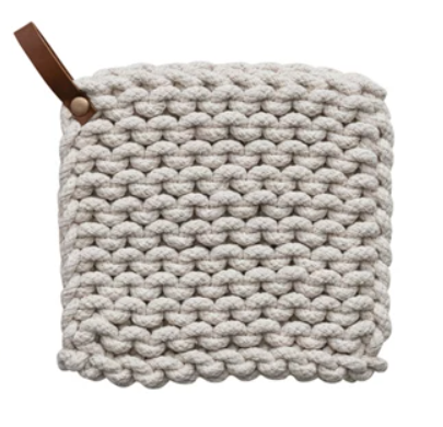 8" Square Cotton Pot Holder w/ Loop