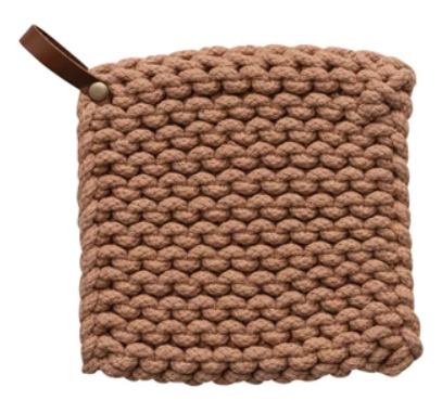 8" Square Cotton Pot Holder w/ Loop