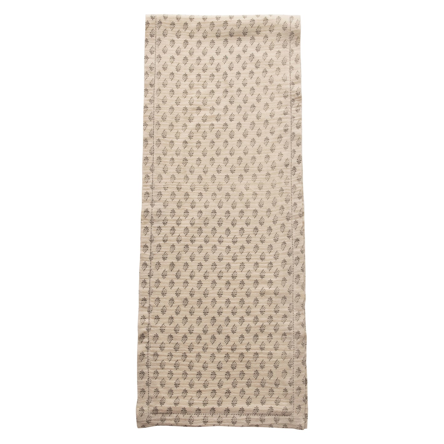 Cotton Table Runner - Charcoal & Cream