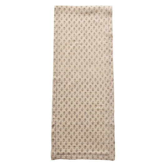 Cotton Table Runner - Charcoal & Cream