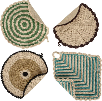 Cotton Crocheted Pot Holder, 4 Styles