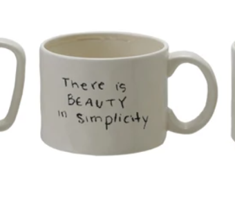 Stoneware Mug w/ Saying Black & White