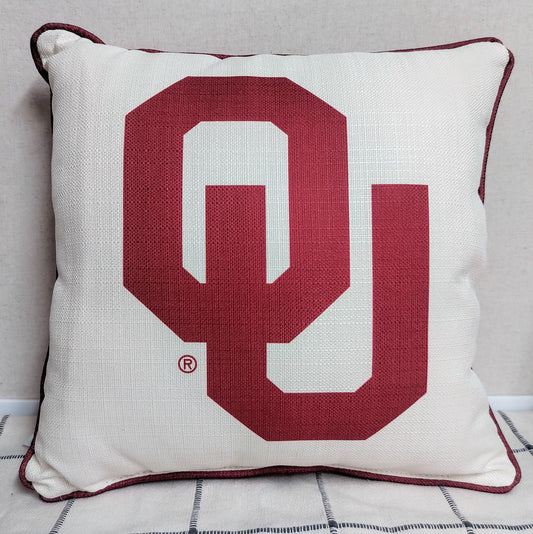 OU Logo Pillow w/ Striped Back