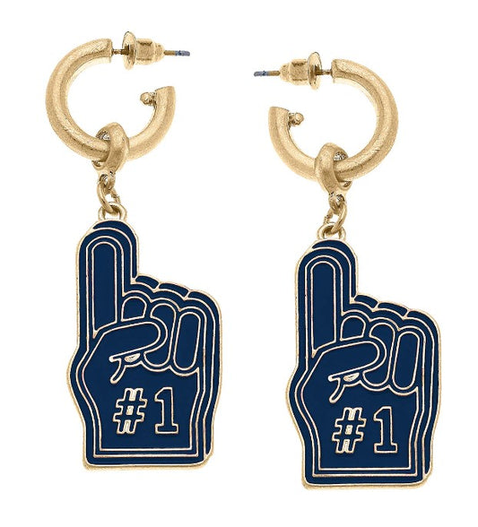 Game Day Navy Foam Finger Earrings