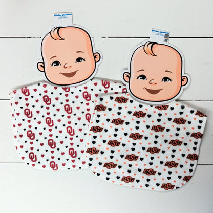 OU or OSU Hearts Bib