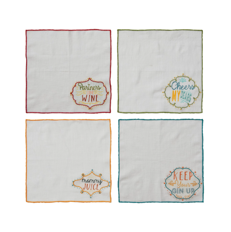 Cotton Napkin Set w/ Embroidery