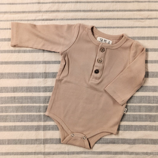 Ribbed Cotton Onesie - Beige