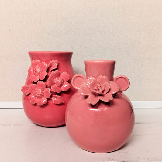 Solid Color Vase w/ Floral Accent