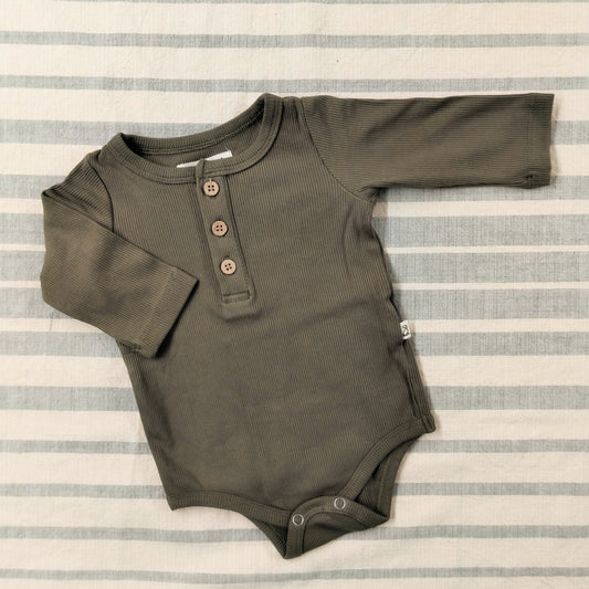 Ribbed Cotton Onesie - Green