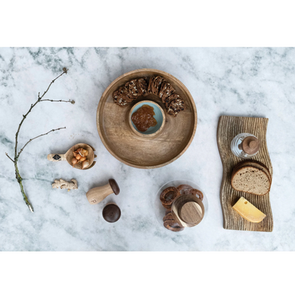 Round Mango Wood Chip & Dip Server