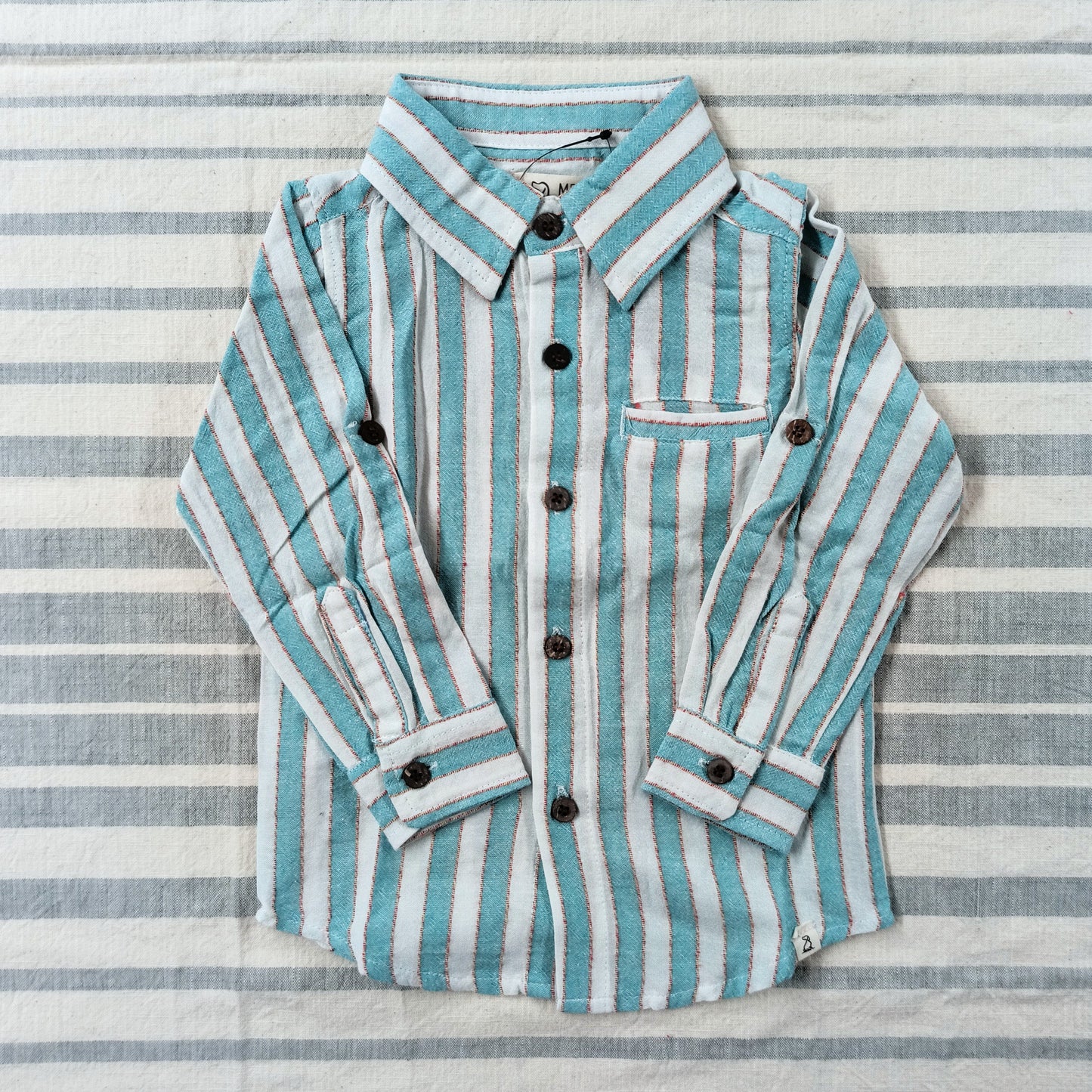 Turquoise Striped Woven Shirt