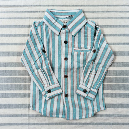 Turquoise Striped Woven Shirt