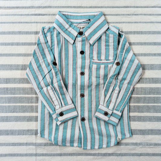 Turquoise Striped Woven Shirt