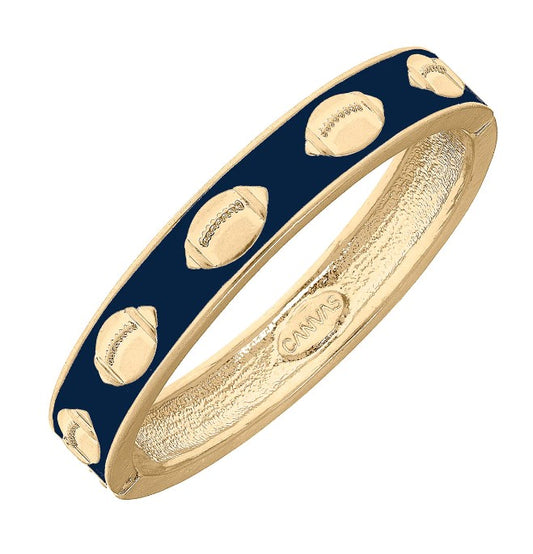 Game Day Navy Footballs Hinged Bangle