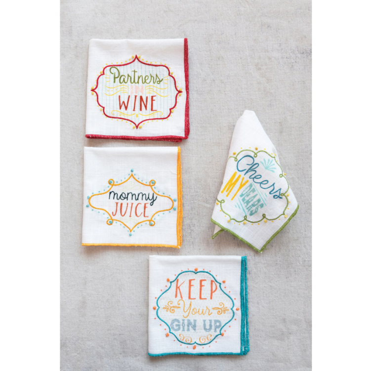 Cotton Napkin Set w/ Embroidery