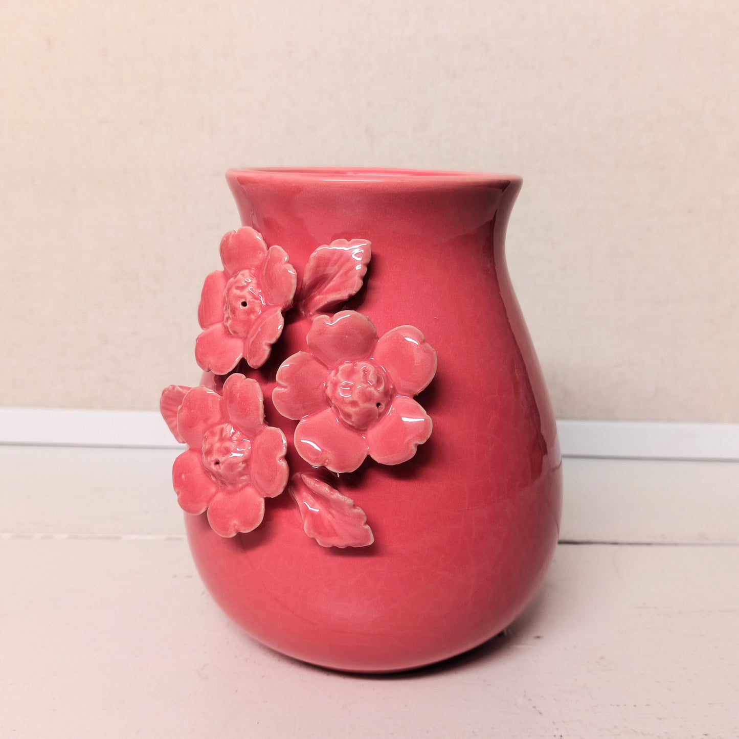 Solid Color Vase w/ Floral Accent