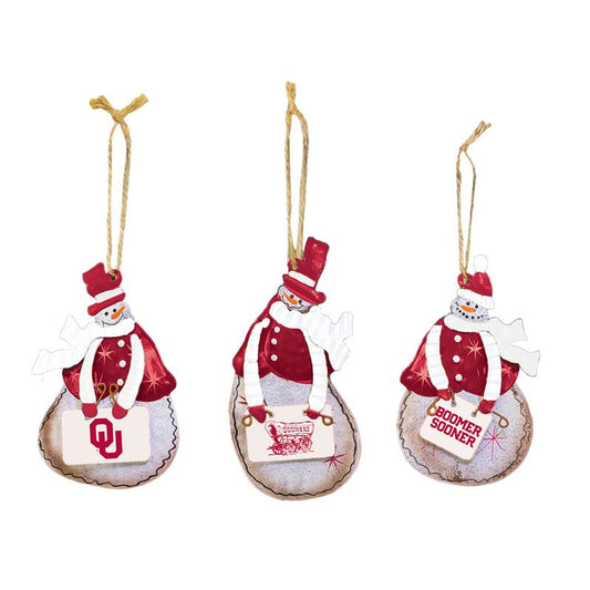 Metal OU Snowman Ornament