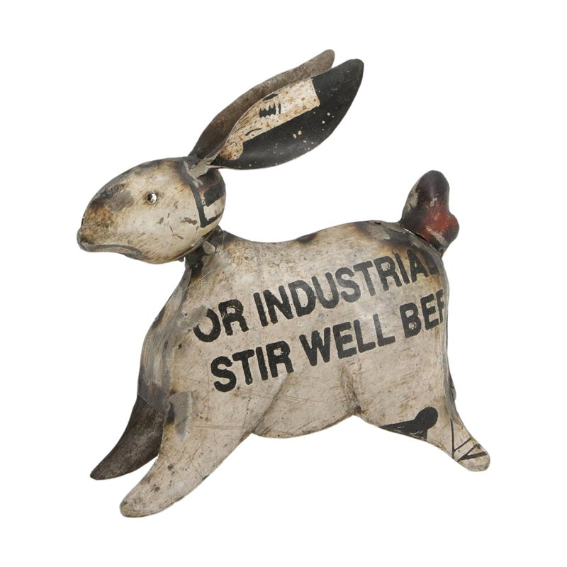 Small Standing Recycled Metal Bunny