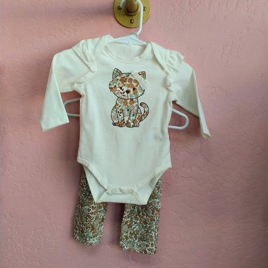 Girls Cat Onesie & Leggings Set