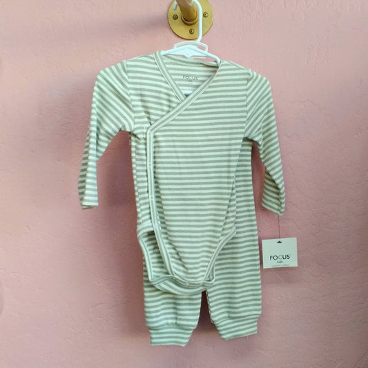 Green Striped Onesie Set