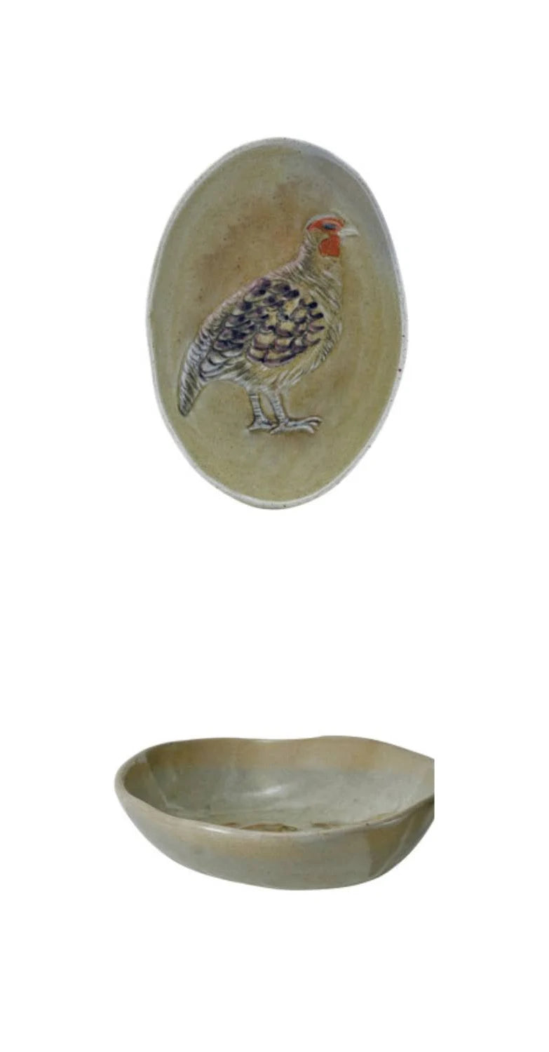 Hand-Painted Stoneware Platter with Animal/Pumpkins, 4 Styles