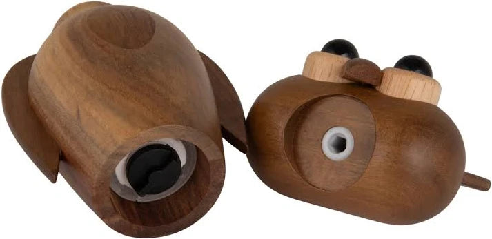 Acacia Wood Owl Shaped Salt/Pepper Mill, Natural