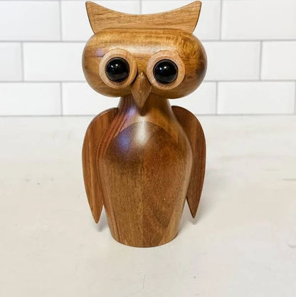 Acacia Wood Owl Shaped Salt/Pepper Mill, Natural