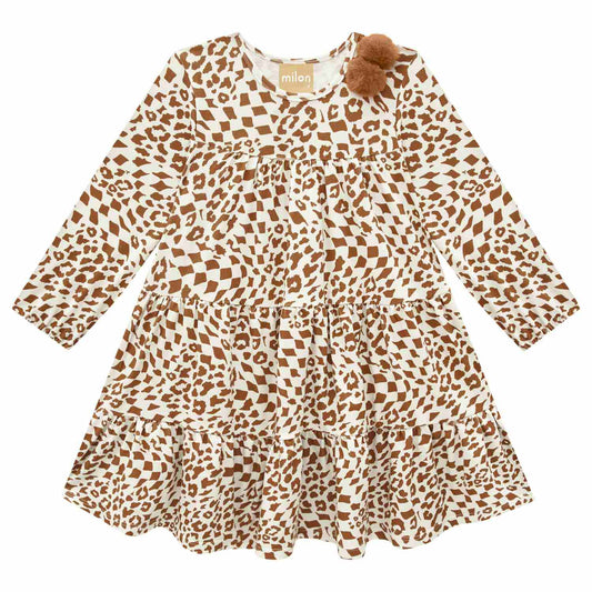 Tan & White Leopard Print Dress